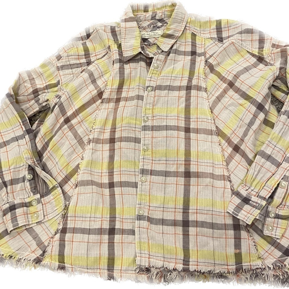 Free People Seeking Starlight Boho Oversized Plaid Shirt
